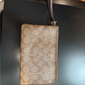 Coach Brown Wristlet Clutch